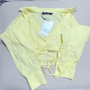 Zara yellow tie top